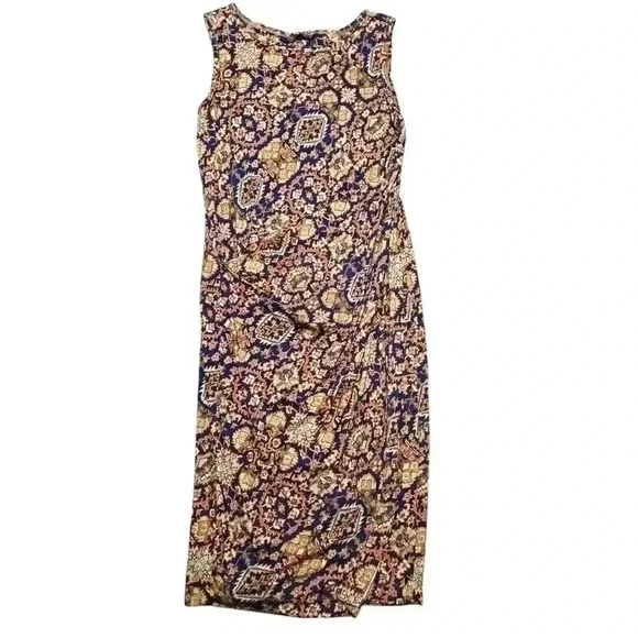 Peruvian Connection Half Wrap Sultanabad Sleeveless Midi Dress Size M #177 - Picture 2 of 6